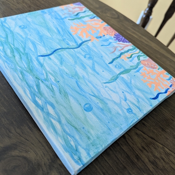 Original Artwork By Holly Pennell Underwater Coral Canvas Art 8x10 Acrylic - Picture 4 of 4